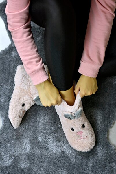 Fogs Kadın Ev Pandufu Kadın Ev Botu Ses Yapmaz Taban Kışlık Ev Terliği Peluş Terlik