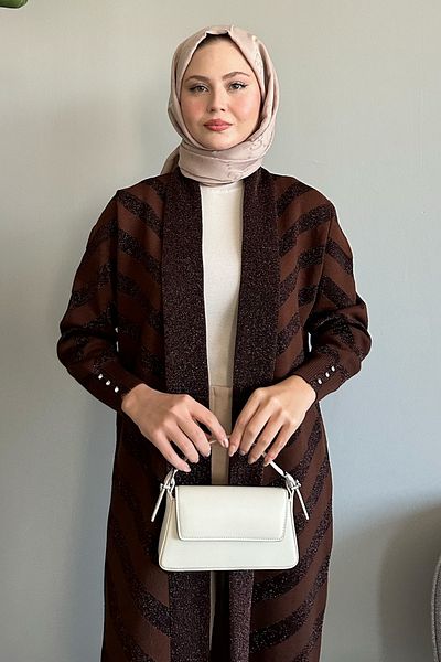 InStyle Glitter Λεπτομερές πλεκτό μπουφάν Bitter Brown