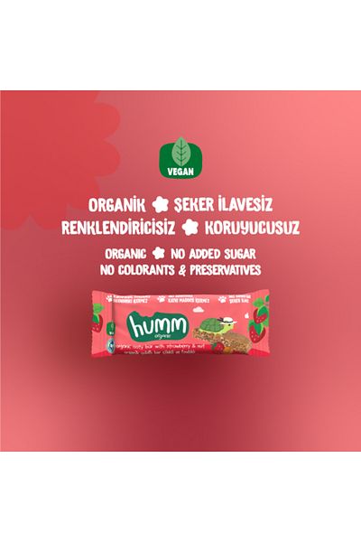 Humm Organic Organic Vegan Oat Bar with Strawberry and Hazelnut - 6 Pieces