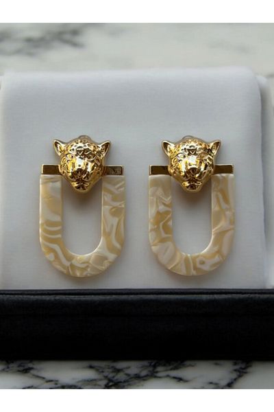 Derlin Tiger Figure Earrings
