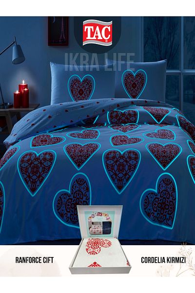 Taç Cordelia Red Glow Ranforce Double Duvet Cover Set