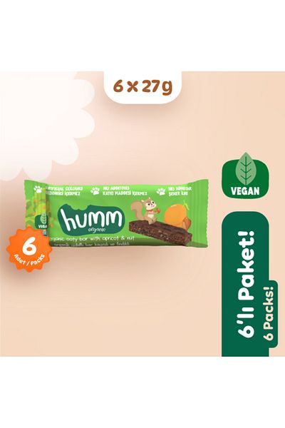 Humm Organic Organic Vegan Oat Bar Snack Pack with Apricots and Nuts - 6 Pcs