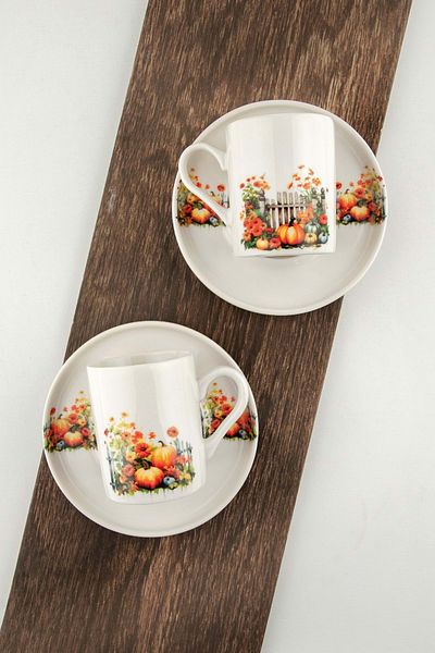 Bursa Porselen Dekor Fall'24 Harvest Two Person Porcelain Coffee Cup Set