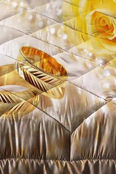 Else Dekor Жовтий перстень з трояндою, заручини, весілля, візерунковий односпальний ковдра з капітоном і наволочкою