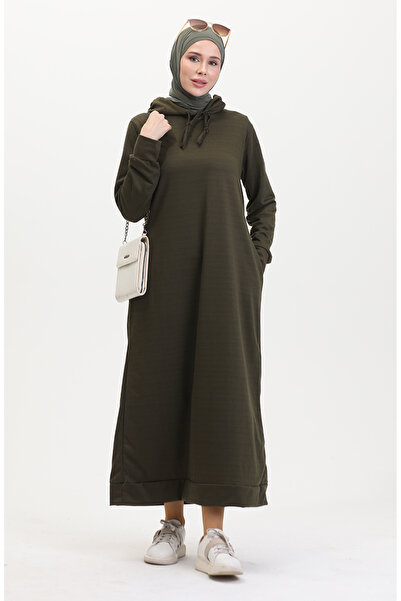 sefamerve İki İplik Kapüşonlu Spor Elbise 0190-23 Koyu Haki
