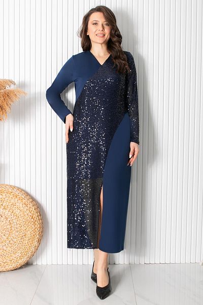 SUBU TASARIM Βραδινό φόρεμα με παγιέτες Navy Blue Sequin - TBS920