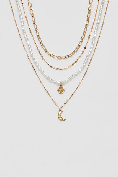Stradivarius Set of 4 moon and sun necklaces