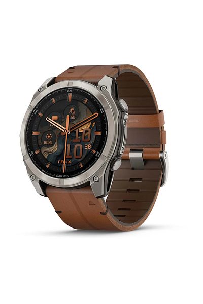 Garmin GARMIN FENIX 8 - 51 MM, AMOLED, SAPPHIRE BARE TITANIUM, BLACK WITH CHESTNUT LEATHER BAND