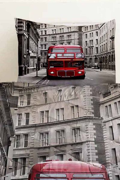 Else Dekor Red Bus London Patterned Single Quilted Quilt with Pillow Cover