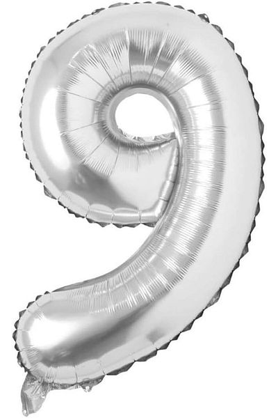 Paparti 9 Number Silver 16 Inch 36 cm Foil Number Balloon Party Celebration Birthday Balloon