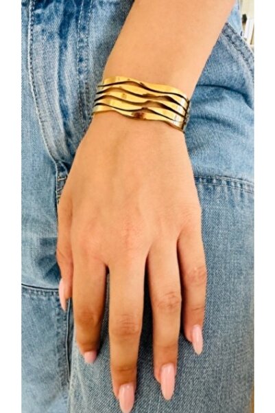 G Sport POLO Wavy Steel Stainless Handcuff Bracelet