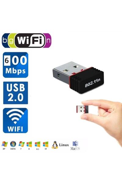 instatech Usb Wifi Adaptörü 802.11n Anten 600mbps Usb Kablosuz Alıcı Dongle A...