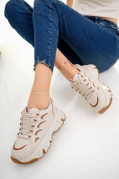 MORENİCA Tenis de damă bej maro - Detaliat