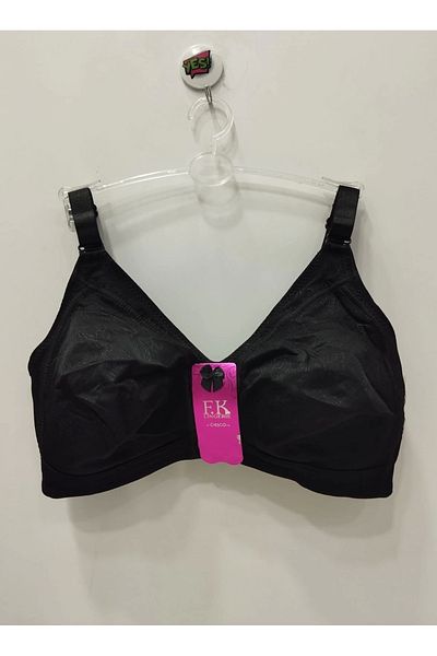 F.K 1954 Model Patterned Non-Supported and Non-Bladder Gathering Black Bra