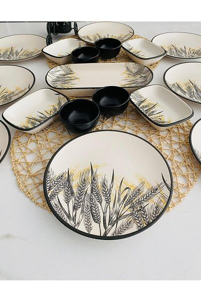 Keramika Yellow Başak 8-Person Set Breakfast