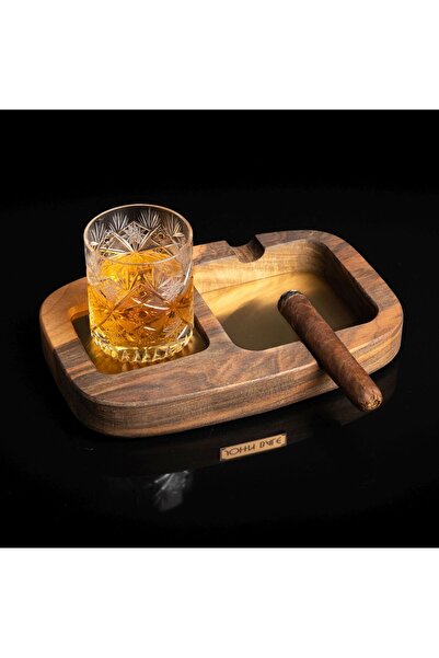 NOWACLUB Ahşap Puro Küllüğü, Viski Bardağı Tutuculu Puro Standı