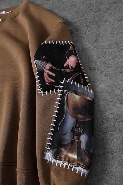 Slatra Ανδρικό μπλουζάκι καφέ Dare Of Sltr Sleeve Patch Oversize