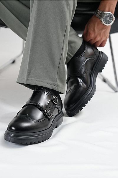 TETRİ Tokel Model Genuine Leather Men's Black Casual Shoes