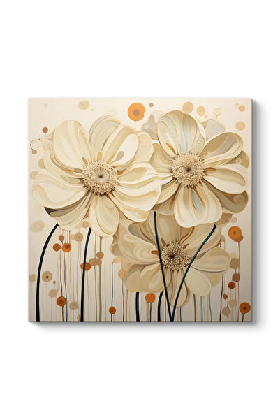 TabloShop Modern Beige Çiçek Kanvas Tablo