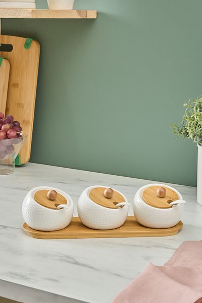 Karaca Luna 3-Piece Spice Set with Tray and Spoon