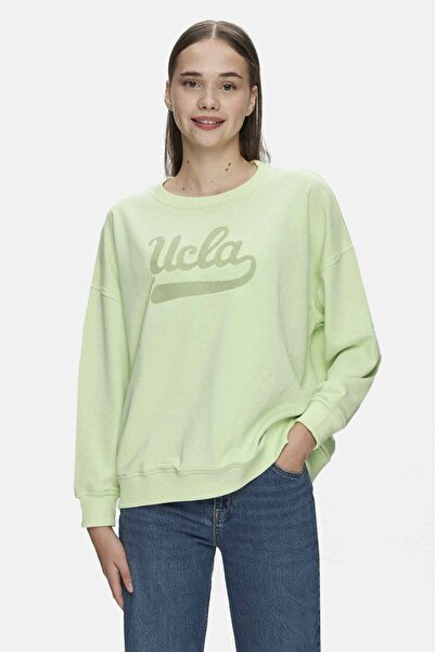 UCLA Barbara Green Crew Neck Embroidered Oversize Women's Sweatshirt
