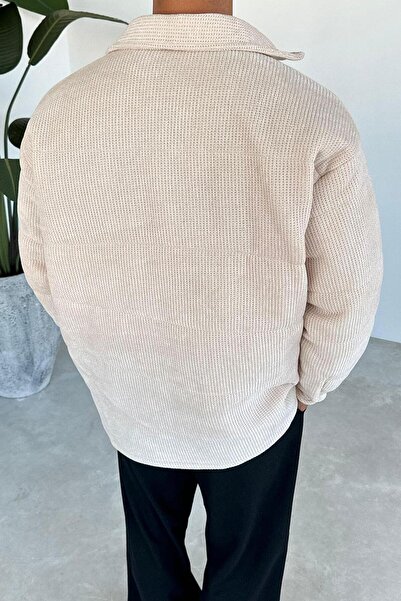 HAFKAGİYİM Μπεζ πλεκτό μπουφάν με επένδυση με λεπτομέρειες