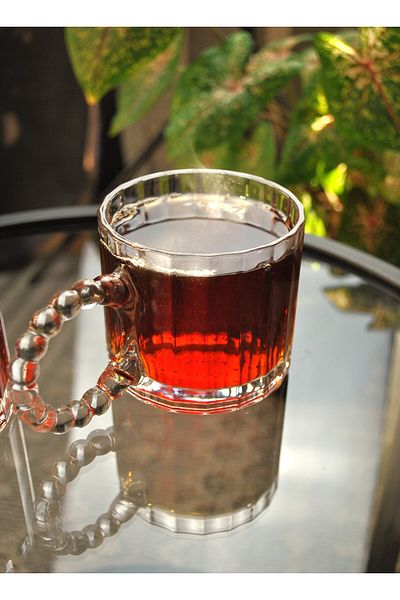 Purelegant 6-Piece Beaded Glass Tea Cup with Handle - Presentation -320 ml