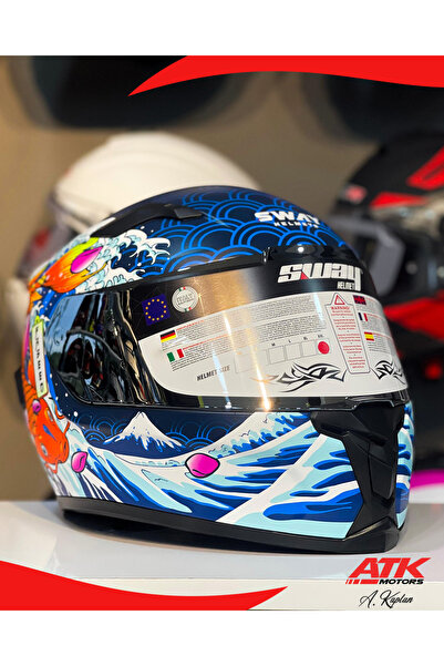 Sway 820 Dakar 5 Fullface Kask Motosiklet Kaskı Tam Kask Gümüş Vizörlü Kasklar