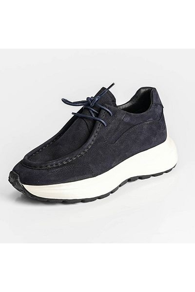 TETRİ Juno Model Genuine Leather Handmade Men's Navy Casual Shoes