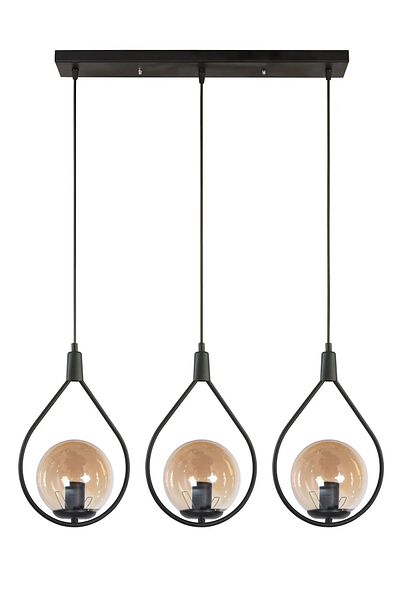 Modavize Deco Modern Design Cafe - Kitchen - Living Room - Dining Table Top Colored Glass 3-Piece Chandelier