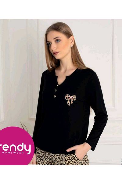 TRENDY بدلة بيجامة من القطن الممشط