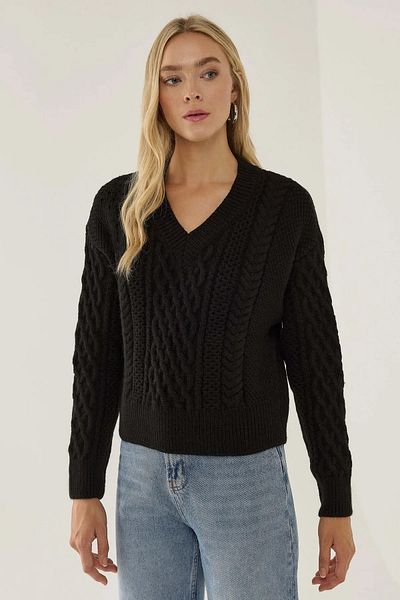 Hiccup Pulover tricotat din tricot de păr cu decolteu în V