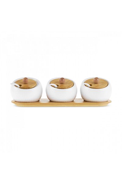 Karaca Luna 3-Piece Spice Set with Tray and Spoon