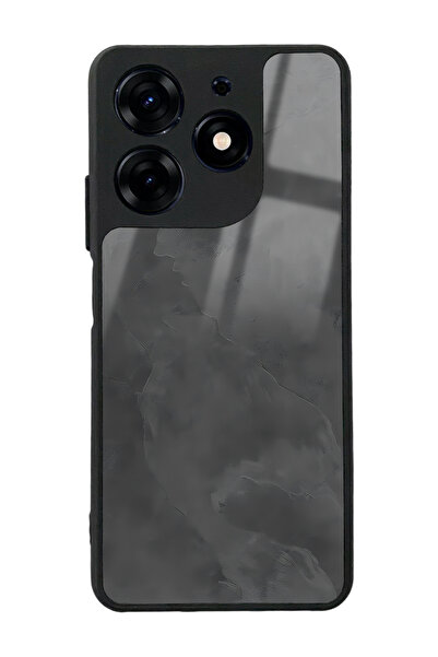 Spoyi Tecno Spark 10 Pro Gri Mermer Tasarımlı Glossy Telefon Kılıfı
