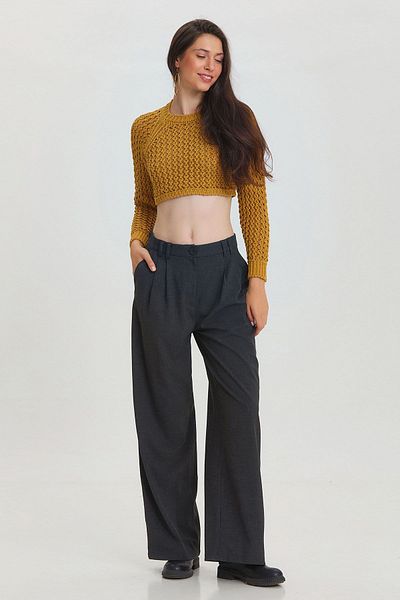 Clandestino Pulover galben Crop Knitwear - Spate decoltat