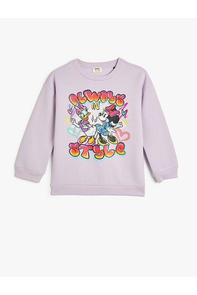 Koton Hanorac Mickey Mouse și Daisy Duck, cu licență, cu mânecă lungă, cu decolteu ridicat