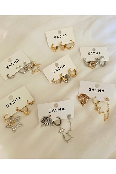 Sacha Accessories Yıldız Figürlü Gold Gümüş Set Küpe