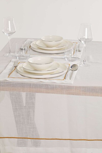 LUFA HOME Paradise Wrapped Embroidered Plain Tablecloth