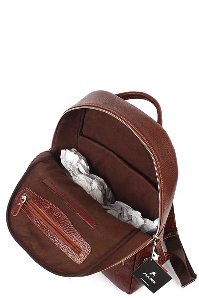 Aka Deri 907 Model Unisex Genuine Leather Water Resistant Backpack - Multi-Compartment Taba