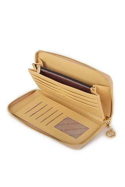 Nas Bag Women's Single Zipper Large Size Wallet Yellow Embossed
