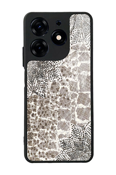 Spoyi Tecno Spark 10 Pro Taşlı Yaprak Tasarımlı Glossy Telefon Kılıfı