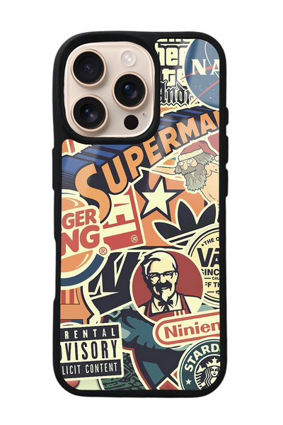 Spoyi iPhone 16 Pro Retro Marka Tasarımlı Glossy Telefon Kılıfı