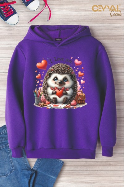 Cevval Lash Printed Hooded Oversize Children's Sweat Shirt