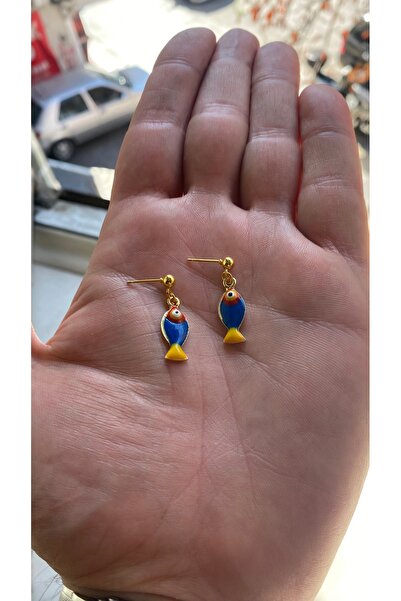 Porsuk Alternatif أقراط نسائية مصنوعة يدويًا على شكل سمكة مطلية بالمينا