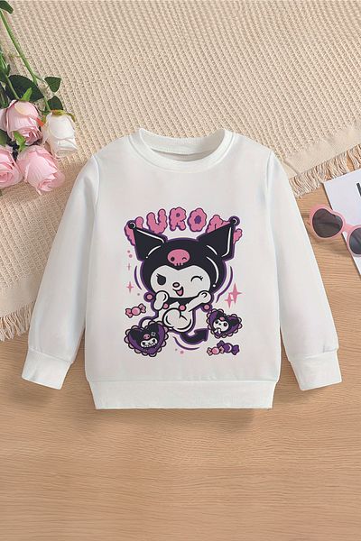 MYADA Girl's Crazy Kuromi Printed Crew Neck Sweatshirt 22157