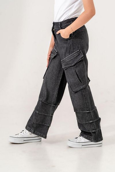 GİYİCEM Girl's Pocket Detailed Pleated Jeans