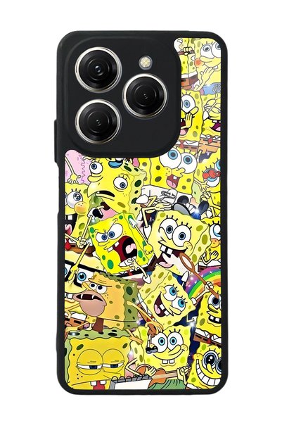 Spoyi Tecno Spark 20 Pro Sponge Bob Design Glossy Phone Case