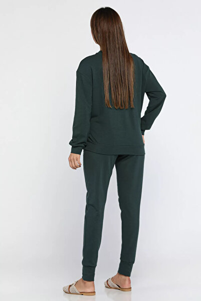 GÜLSELİ Dark Green Maternity Sweat Tracksuit and Double Set