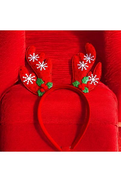 alsaccessories New Year's Red Figured Snowflake Deer Horn - 17X21 cm