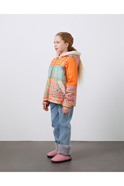 Manimani Garni Ve Peluş Detaylı Kız Çocuk Kapüşonlu Şişme Mont